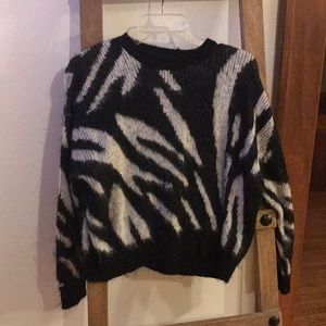 Forever 21 zebra print fuzzy sweater